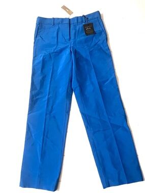 NWT J.Crew Blue Italian Fabric Trousers Ora Tessuti Straight Leg Pants Size 4